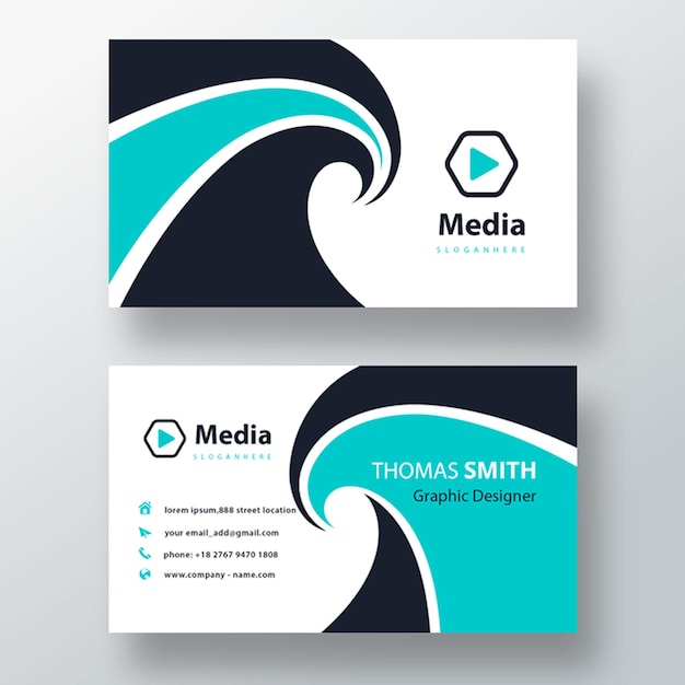 Green swirl psd business card template