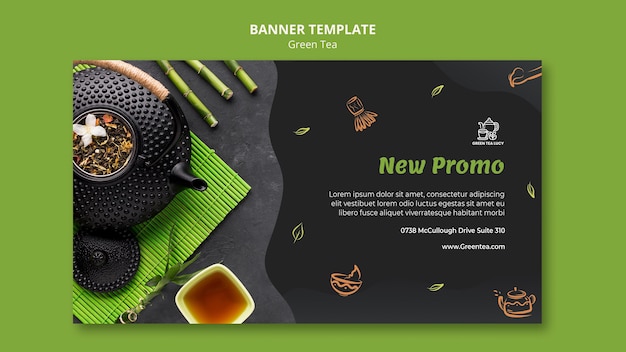 Free PSD green tea template banner