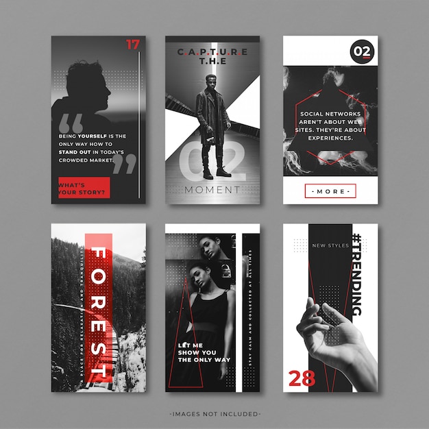 Free PSD grey and red instragram story template