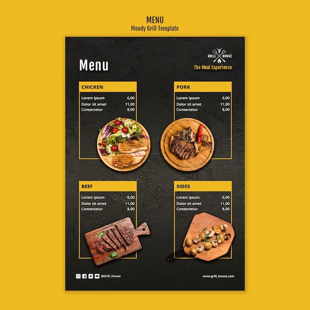 Free PSD grill house menu template