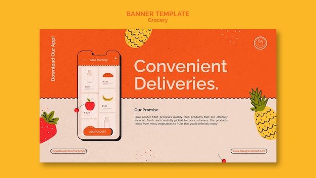 Grocery delivery service banner template