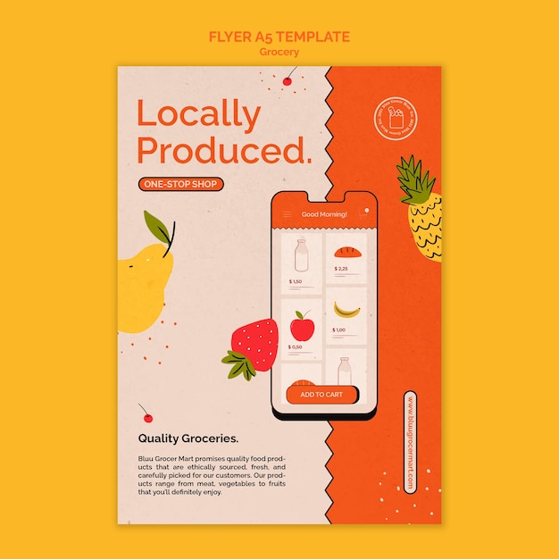 Free PSD grocery delivery service print template