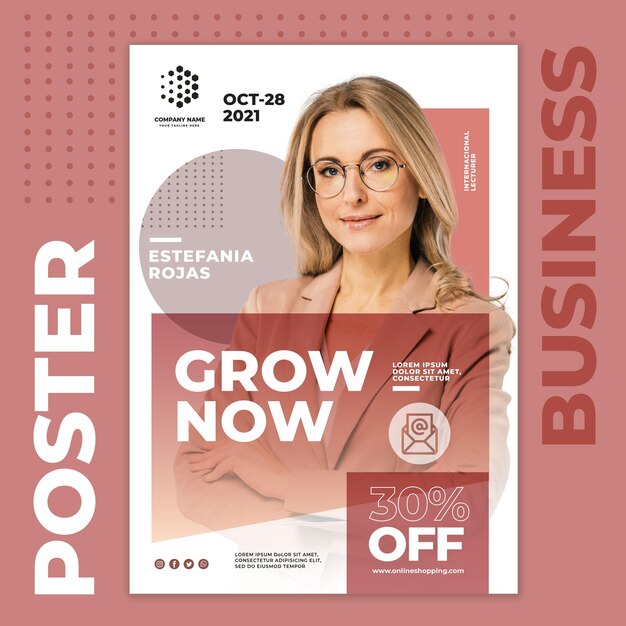 Grow now business poster template