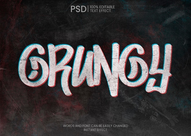 Free PSD grunge anaglyph text effect