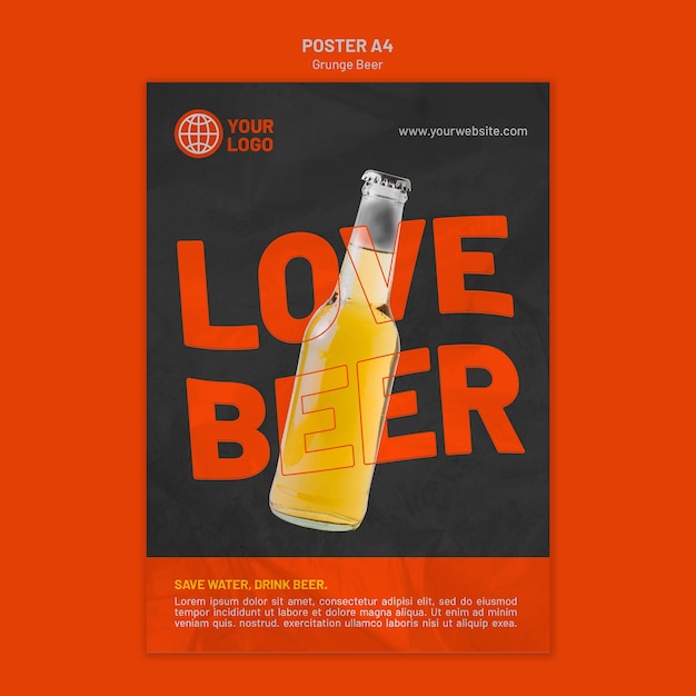 Free PSD grunge beer poster template