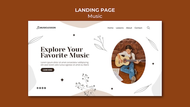 Guitar lessons landing page template