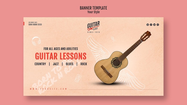 Guitar lessons template banner