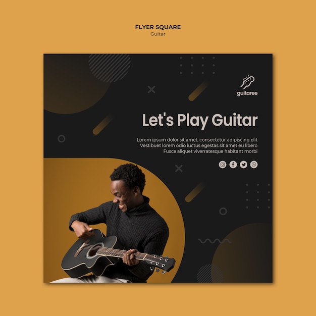 Free PSD guitar player square flyer style