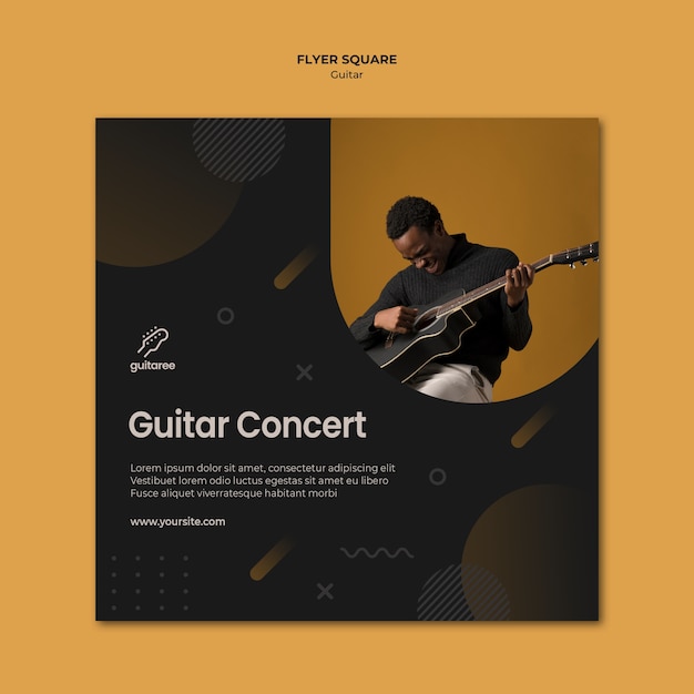 Free PSD guitar player square flyer template