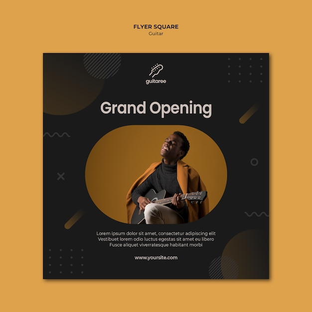 Free PSD guitar player square flyer