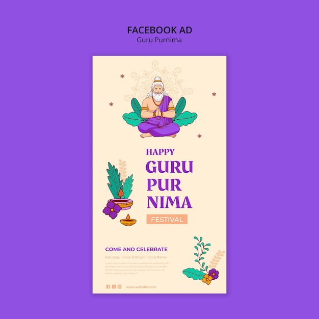 Free PSD guru purnima  template design