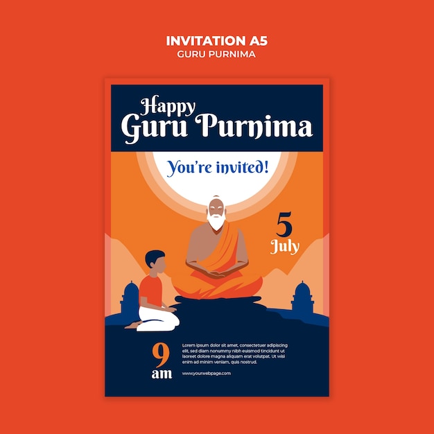 Free PSD guru purnima template design