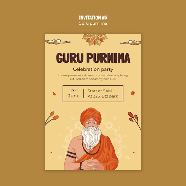 Free PSD guru purnima template design