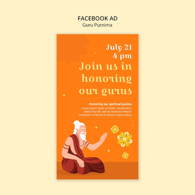 Free PSD guru purnima template design