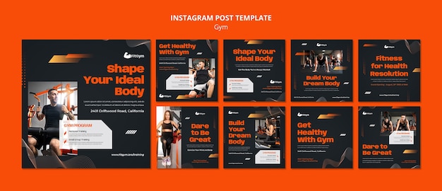 Gym and fitness instagram posts collection