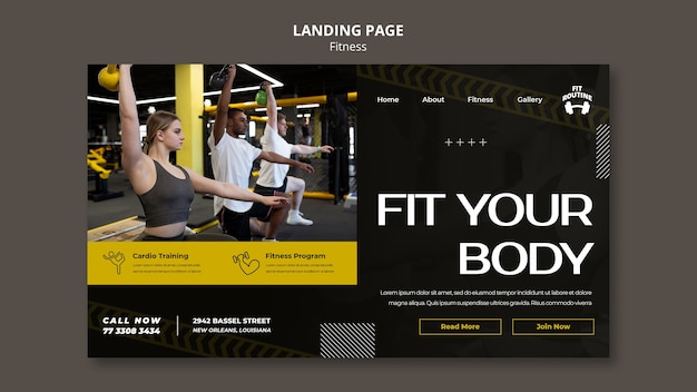 Gym and fitness landing page template