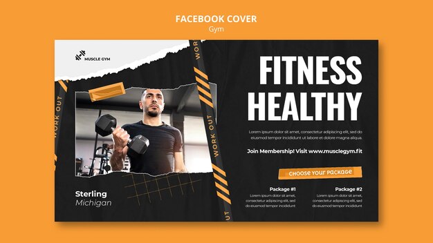 Gym and fitness social media cover template