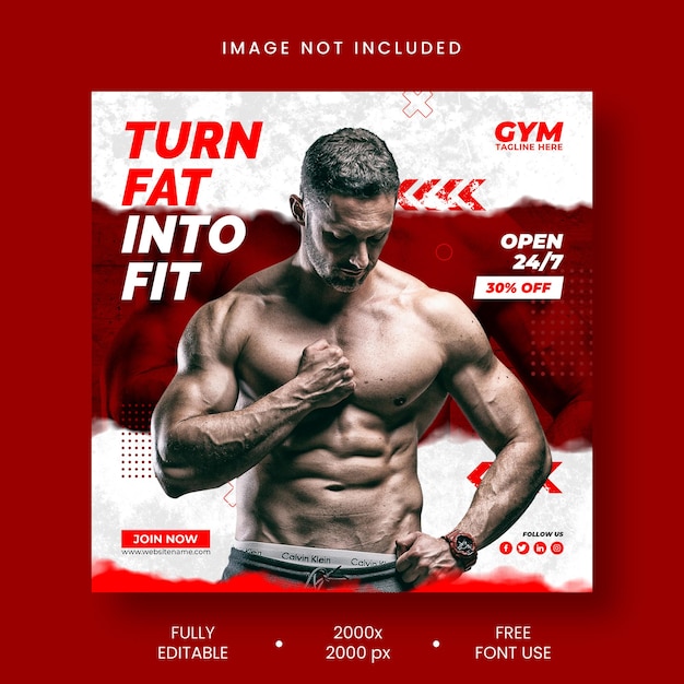 Gym fitness social media post template