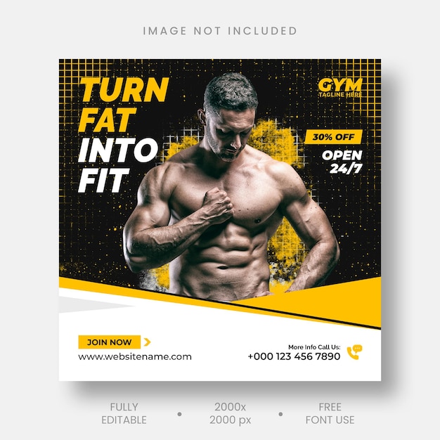 Free PSD gym fitness social media post template