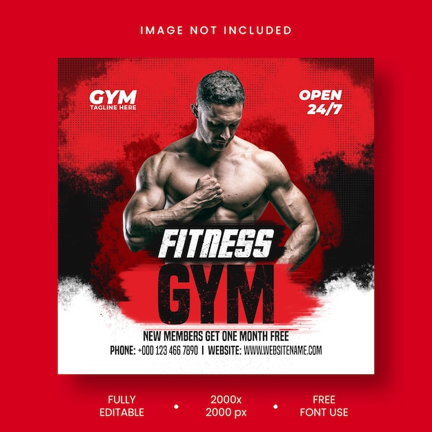 Gym fitness social media post template