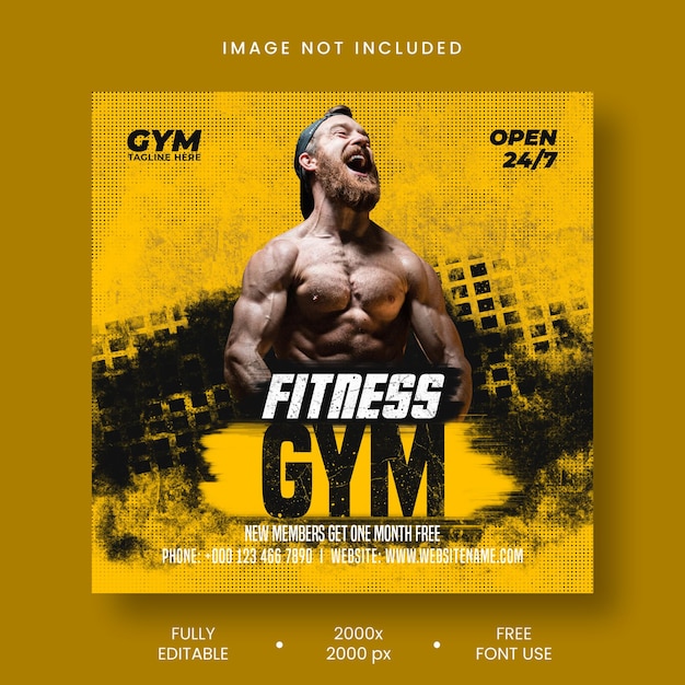 Gym fitness social media post template