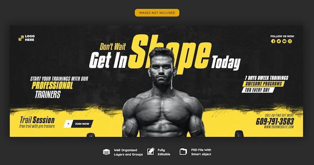 Gym and fitness web banner template