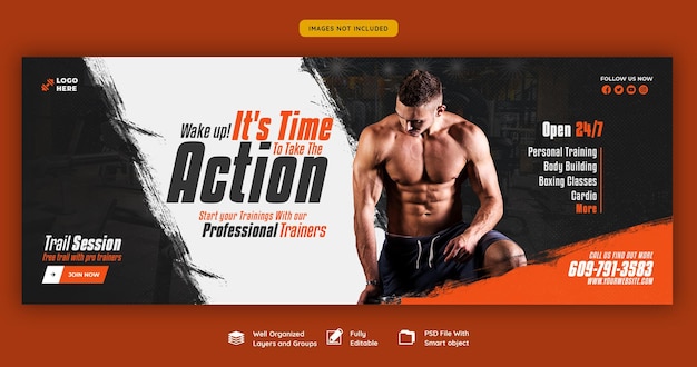 Gym and fitness web banner template