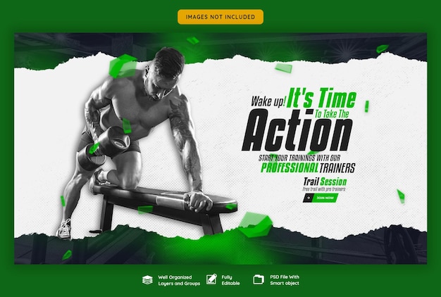 Free PSD gym and fitness web banner template