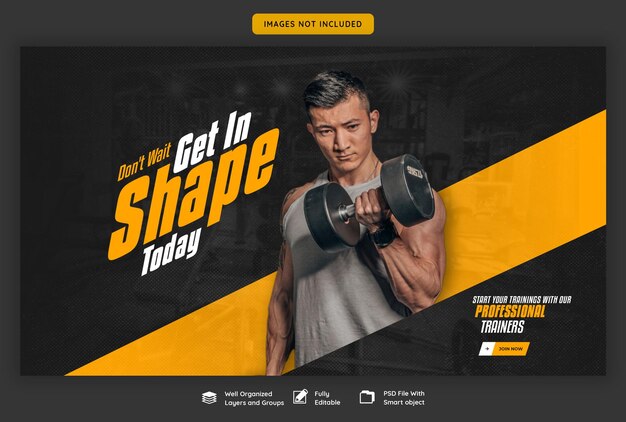 Gym and fitness web banner template