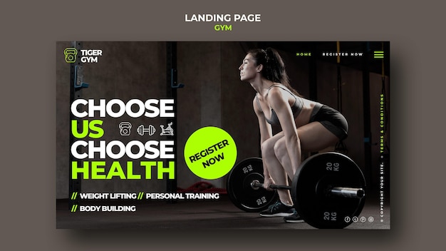 Free PSD gym landing pag design template