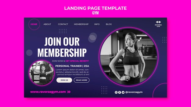 Gym landing page design template