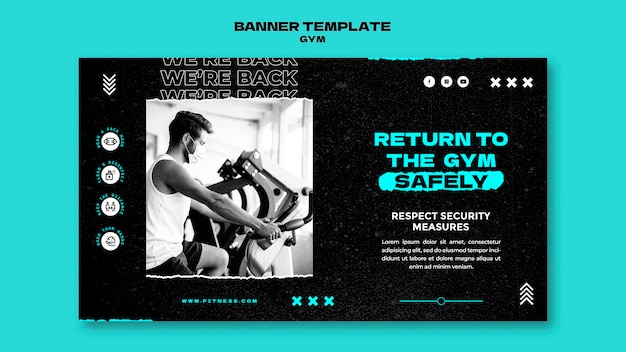 Free PSD gym return horizontal banner template