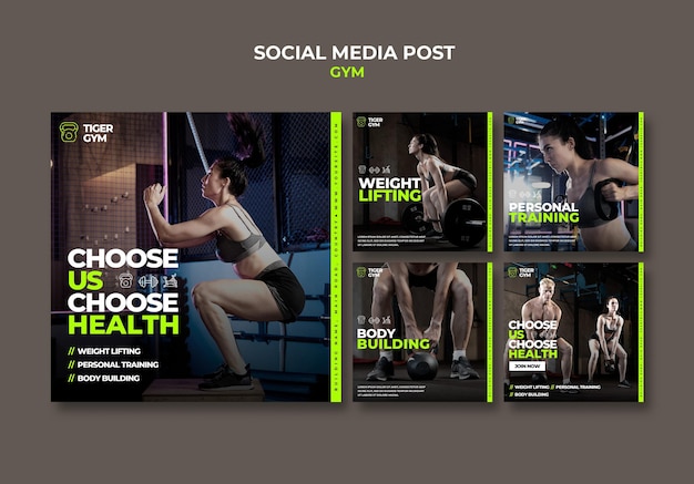 Free PSD gym social media post design template