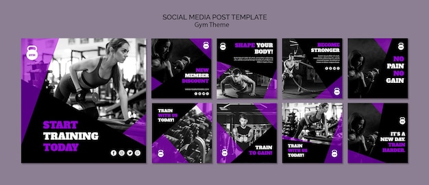 Gym theme concept social media post template