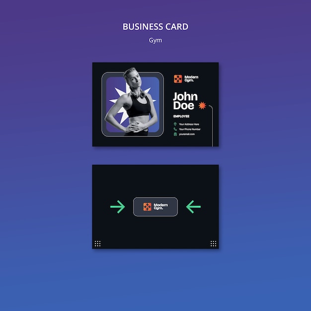 Free PSD gym training business card template