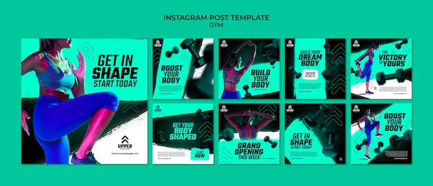 Free PSD gym training instagram posts