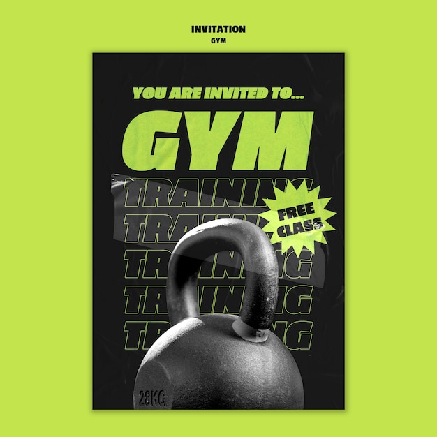 Free PSD gym training invitation template