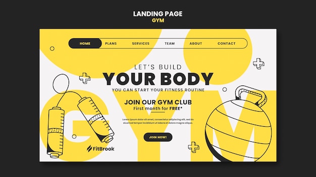 Free PSD gym training landing page template