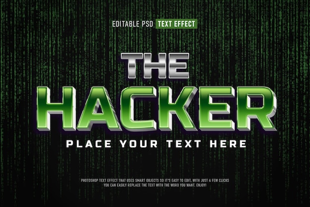 Free PSD hacker 3d psd text effect