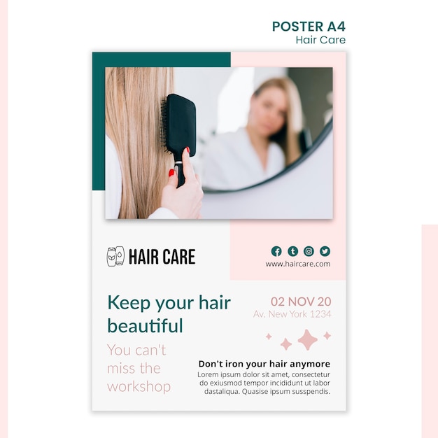 Free PSD hair care techniques poster template design