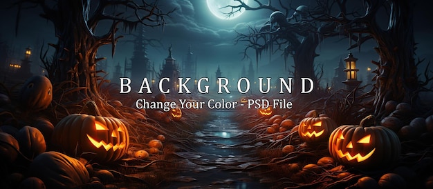 Halloween background with pumpkins