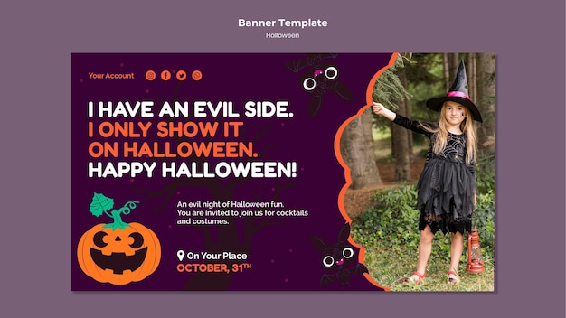 Halloween banner template with photo