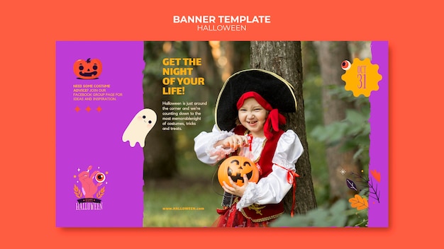 Halloween banner template with photo