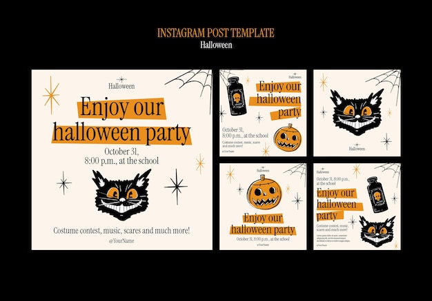 Halloween celebration instagram posts template