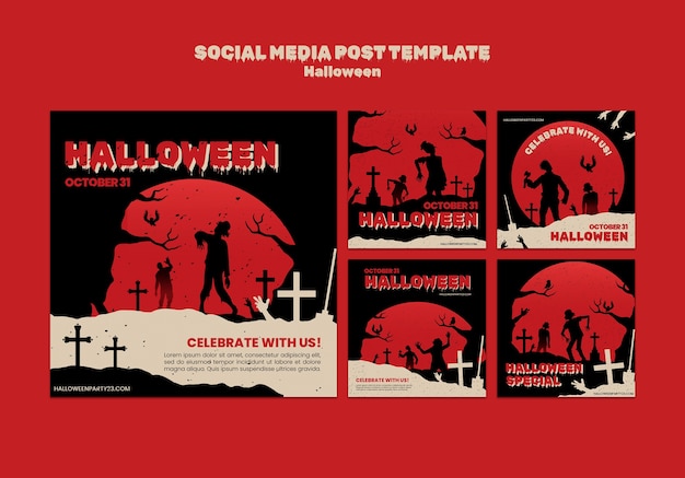 Free PSD halloween celebration  instagram posts