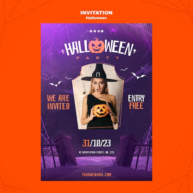 Free PSD halloween celebration invitation template