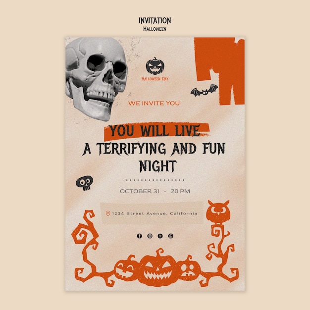 Free PSD halloween celebration invitation template