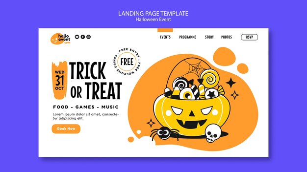 Halloween celebration landing page template