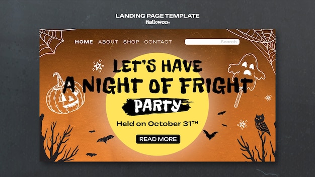 Free PSD halloween celebration landing page template