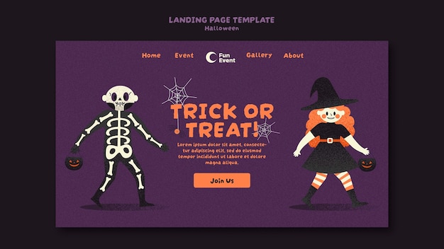 Free PSD halloween celebration landing page template